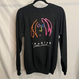 Vintage 1980 Imagine John Lennon Black Crewneck Portrait
